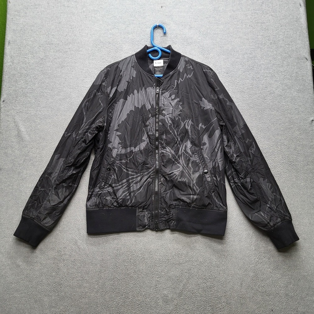 Rag & Bone X Liberty Men Jacket L Black Wool Blend Bomber Floral READ